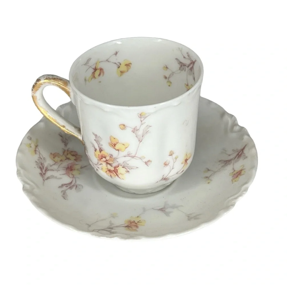Vintage Haviland Limoges‎ Floral Demi Cup and Saucer France